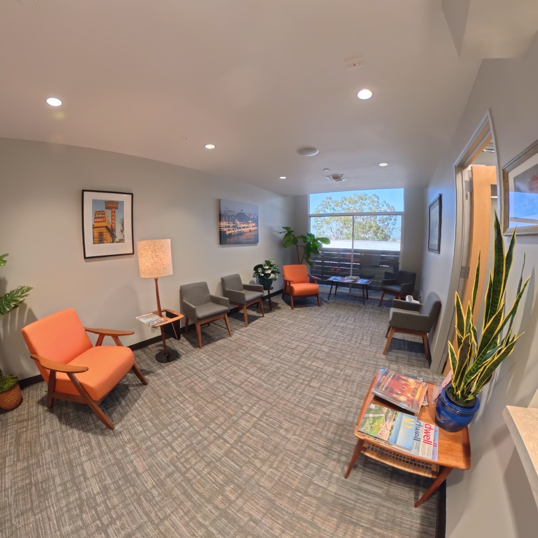 Comfortable Newport Beach dental office waiting room