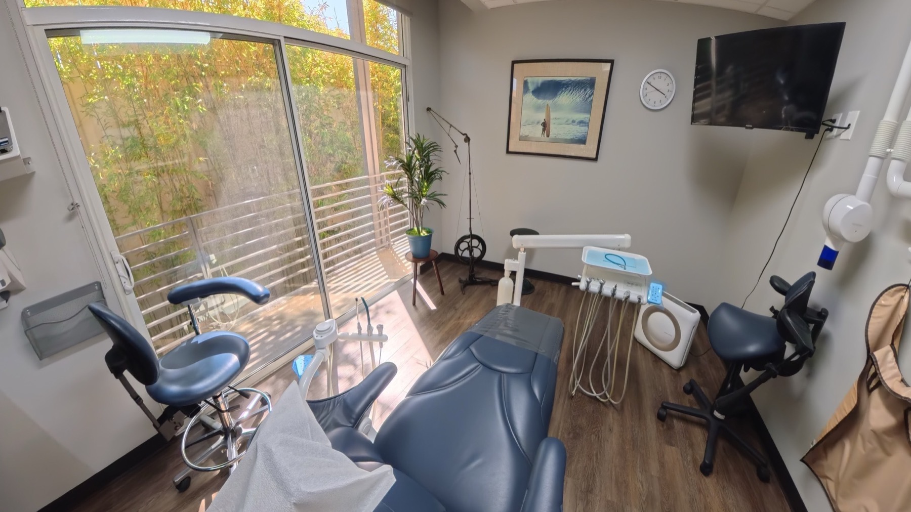 Modern dental operatory with natural light and patient amenities